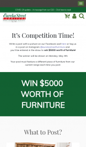 Eureka Street Furniture – Win $5000 Worth of Furniture (prize valued at $5,000)