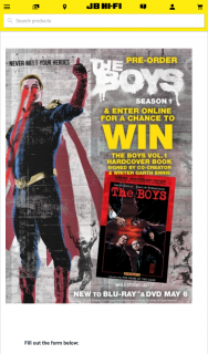 JB HiFi Pre-order The Boys Season 1 to – Win a Hardcover Book Signed By Co-Creator and Writer Garth Ennis (prize valued at $120)