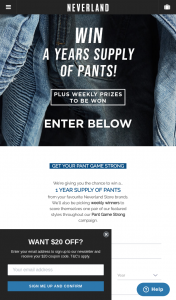 Neverland – Win A..1 Year Supply of Pants From Your Favourite Neverland Store Brands