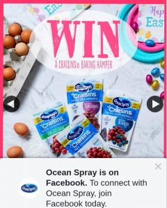 Ocean Spray – Win 1 X Craisins® 50% Less Sugar Dried Cranberries (prize valued at $70)