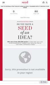 Seed Heritage – Win One of Two $10000 Grants for Your Charity Or Social Enterprise (prize valued at $20,000)