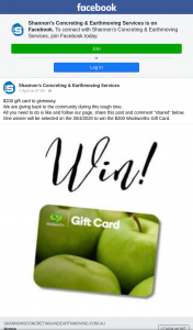 Shannon’s Concreting & Earthmoving Services – Win The $200 Woolworths Gift Card