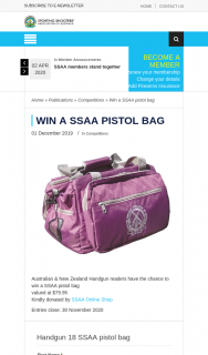 SSAA – Win a Ssaa Pistol Bag (prize valued at $79.95)