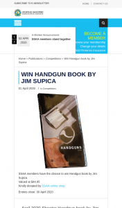 SSAA – Win Handgun Book By Jim Supica (prize valued at $44.95)