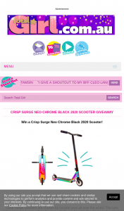 Total Girl – Win a Crisp Surge Neo Chrome Black 2020 Scooter (prize valued at $1,100)
