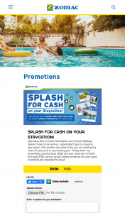 Zodiac Splash 4 Cash Competition – Win a $1000 Pre-Paid Visa Card Or Great Zodiac Products for Your Pool (prize valued at $700)