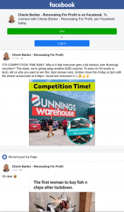 Cherie Barber – Win a $200 Bunning Voucher (prize valued at $200)