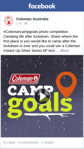 Coleman Australia – Win a Coleman Instant Up Silver Series 6p Tent (prize valued at $500)