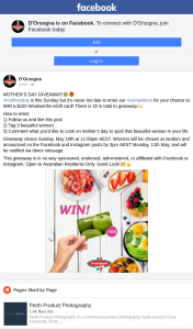 D’Orsogna – Win a $100 Woolworths Egift Card (prize valued at $2,500)