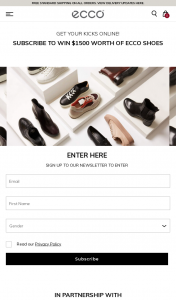Ecco – ‘win 2 X $1500 Vouchers’ Promotion | Ecco® Shoes (prize valued at $1,500)