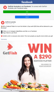 GetFish Australia – Win a Seafood Platter for Mum this Mother’s Day Worth $290 That Will Be Delivered to Your Doorstep (prize valued at $290)