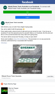 Hikoki Power Tools Australia – Win Hikoki a Box of 3000 75mm Bright Framing Nails