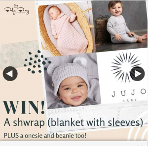 Jujo Baby – Win a Shwrap (aka a Blanket With Sleeves) Plus a Onesie and a Beanie Too (prize valued at $200)