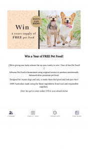 Lifewise Pet Food – Win a Year of Free Pet Food (prize valued at $800)