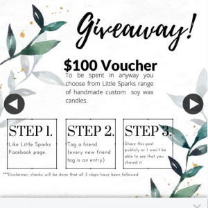 Little Spark Candle Co – Win a $100 Little Spark Voucher (prize valued at $100)