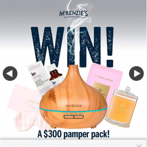 McKenzie’s Foods – Win $300 Pamper Pack Including a Diffuser (prize valued at $300)