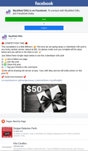 Myztified Giftz – Win this Coles/myer Gift Card (prize valued at $50)