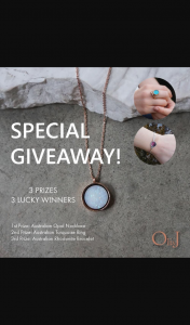 Oli@J 1 of 3 jewelry Open Internationally – Will Receive One of Our Unique Creations Valued at $500 (prize valued at $500)