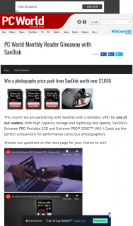PC World – Win a Sandisk Ssd & Sdxc Uhs-I Memory Card Prize Pack