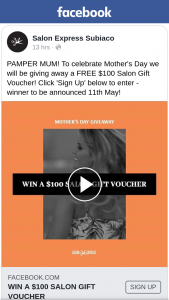 Salon Express Subiaco – Win a $100 Salon Gift Voucher (prize valued at $100)