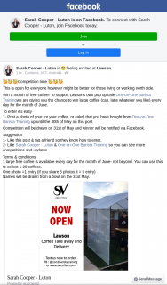 Sarah Cooper – Win a Month of Free Coffee