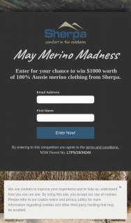 Sherpa – Win $1000 Worth of 100% Aussie Merino Clothing From Sherpa (prize valued at $1,000)