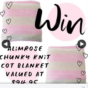 Silly Milly Moo – Win an Alimrose 100% Cotton Chunky Knit Cot Blanket Valued at $94.95 (prize valued at $94.95)