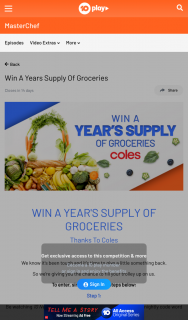 Channel Ten – 10 News First / Masterchef – Win a Year’s Supply of Groceries Thanks to Coles
