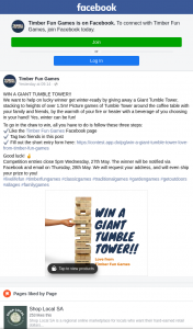 Timber Fun Games – Win a Giant Tumble Tower