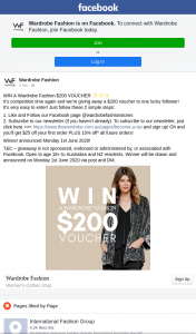 Wardrobe Fashion – Win a Wardrobe Fashion $200 Voucher