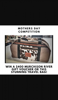 Win a Murchison River Brown Cow Travel Bag for Mothers Day (prize valued at $400)
