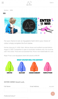 AP Aquatic – Win an Aquaplane Swim Aid In Your Choice of Colour Simply Complete The Form Below