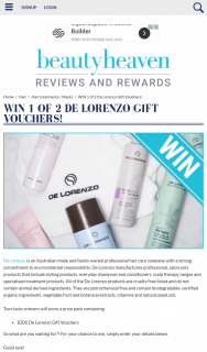Beauty Heaven members – Win 1 of 2 De Lorenzo Gift Vouchers (prize valued at $400)