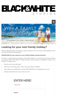 Black & White Studios – Win $2000 Travel Gift Card to Spend Towards Your Next Family Holiday