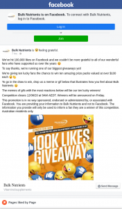 Bulk Nutrients – Win Ten Amazing Prize Packs Valued at Over $100 Each (prize valued at $100)