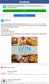 Cavill Lane Surfers Paradise – Win a Dinner for Four Including Pizza (prize valued at $150)