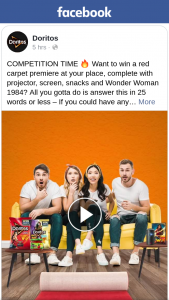 Doritos – Win a Projector and Snacks (prize valued at $928)