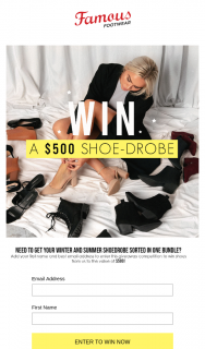 Famous Footwear – Win a $500 Voucher (prize valued at $500)