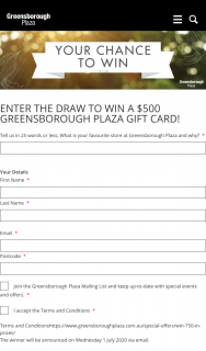 Greensborough Plaza – Win a $500 Greensborough Plaza Gift Card (prize valued at $500)