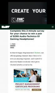 Happy mag – Win a Pair of $299 Audio-Technica G1 Gaming HeaDouble Passhones