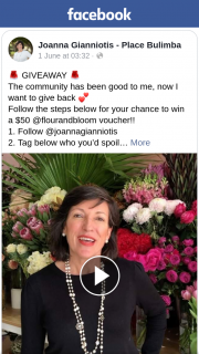 Joanna Gianniotis Place Bulimba – Win a $50 @flourandbloom Voucher (prize valued at $50)