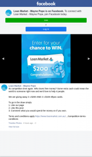 Loan Market – Win 1/4 Eftpos Cards 2 X $200 and 2 X $100 Eftpos Cards (prize valued at $600)