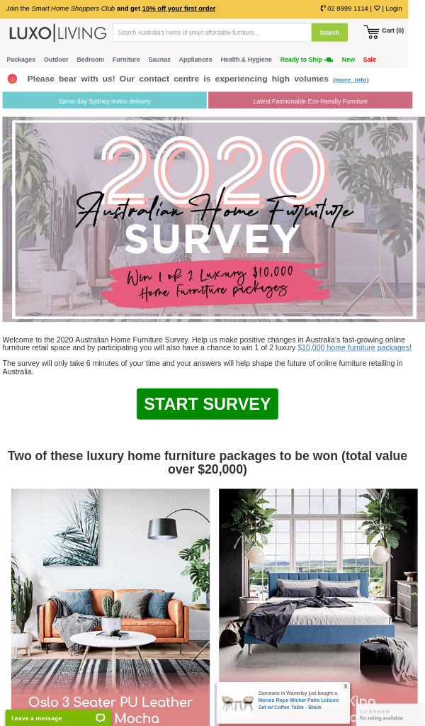 Luxo Living – Win 1 of 2 $10000 Luxury Home Furniture Packag