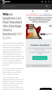 Mannys – Win an Epiphone Les Paul Standard ’50s Guitar Worth $1299. (prize valued at $1,299)