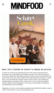 MindFood – Win 1 of 5 Copies of Schitt’s Creek S6 on DVD (prize valued at $29.95)