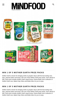 MindFood – Win One of Five Mother Earth Prize Packs (prize valued at $45)