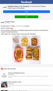 Paradise Centre – Win 1 of 2 $50 Lord of The Fries (prize valued at $100)