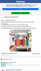 Peninsula Fair Shopping Centre – Win a $30 Kmart Gift Card Collection Required (prize valued at $30)