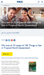 RACQ – One Copy of 100 Things to See In Tropical North Queensland Valued at $29.95 (prize valued at $29.95)