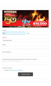 Ritchies – Win a Share of $10000 of Ritchies Gift Cards (prize valued at $10,000)